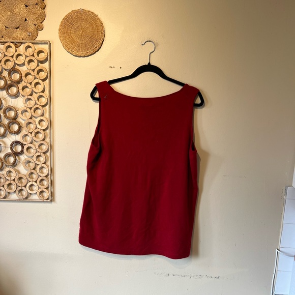 Neiman Marcus 1x maroon red sleeve less cashmere blouse… - Picture 5 of 6